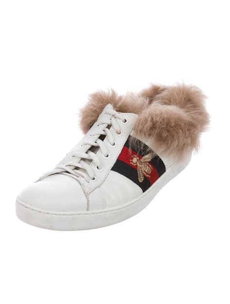 gucci white sneakers with stars|Gucci fur sneakers women's.